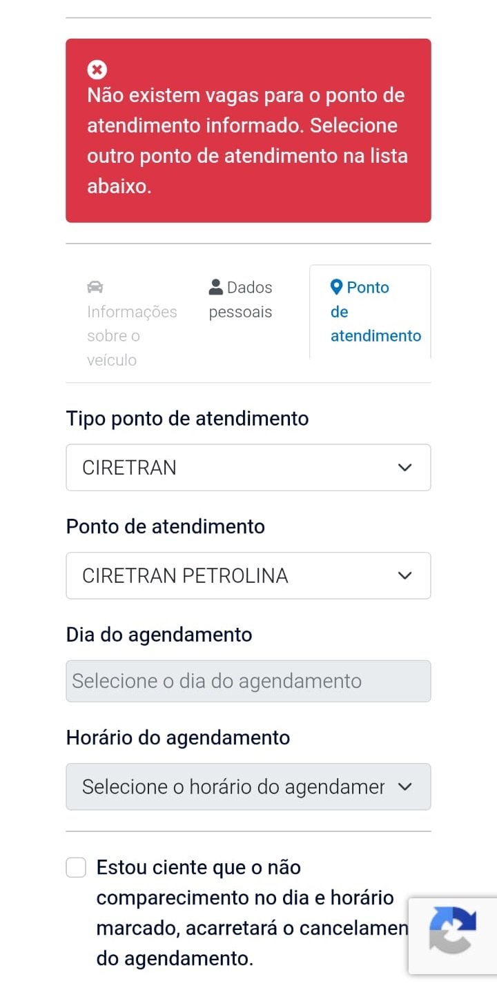 “Há dois dias tentando agendar vistoria no Detran de Petrolina e não tem vaga”, denuncia petrolinense